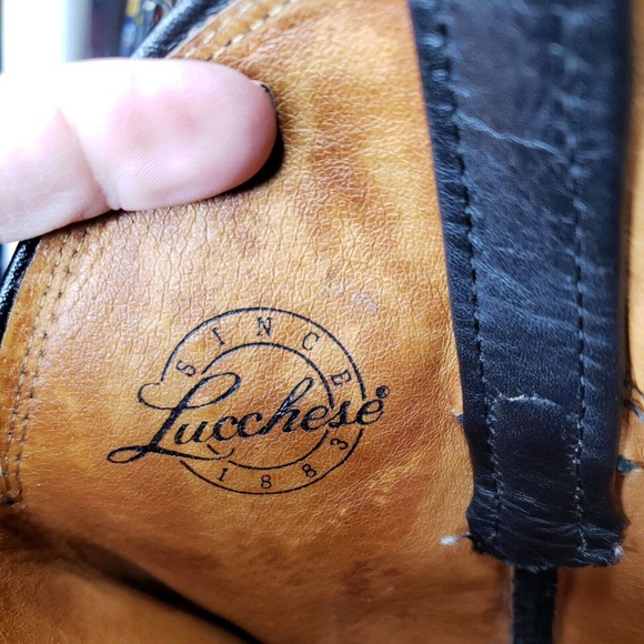 Men\'s Lucchese‎ Black Calf Leather Western Boots M1020 B4 Handcrafted Size 9.5 D main image 14